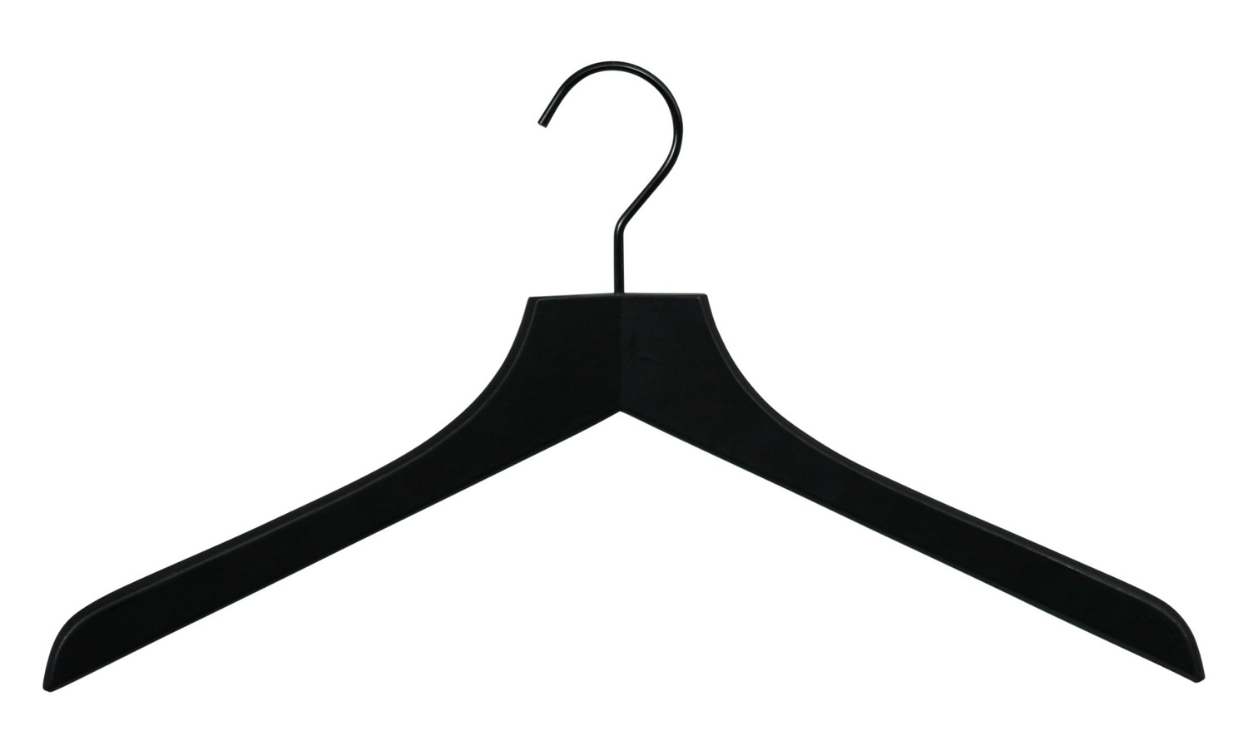 10 stk Garderobe bøjle 45cm, Profi sort m/sort krog